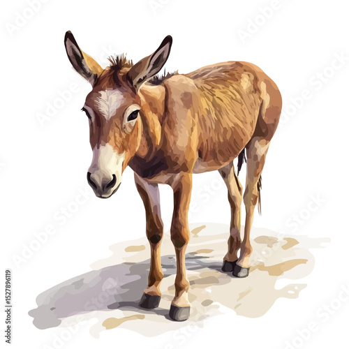 Mule, watercolor illustration vector, high quality, isolated on a white background.