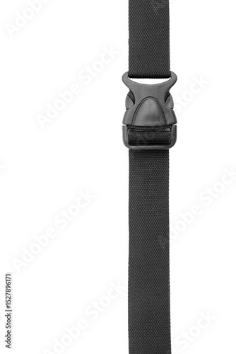 Black side release buckles plastic clasp, quick nylon belt rope lock strap large detailed Vertical isolated on a white background