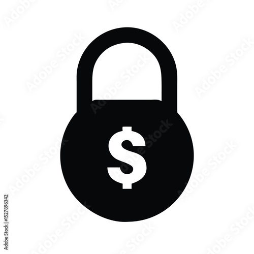 Fixed income, Lock dollar money icon set. Price Stability and Budget Lock Icons. Fixed Income and Economic Assurance Symbols with padlock and dollar symbol. Vector illustration.