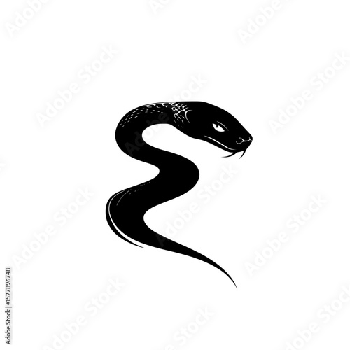 a black snake with a black head for a logo or emblem black, emblem, head, logo, snake, symbol, tattoo , Generative art.
