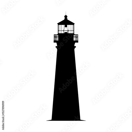 a black silhouette of a lighthouse on a white background black, icon, illustration, light, lighthouse, silhouette , Generative art.