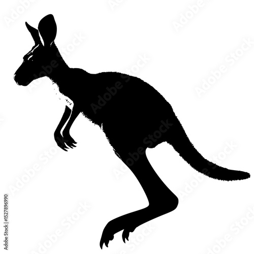 a black kangaroo on a white background black, kangaroo, silhouette , Generative art.