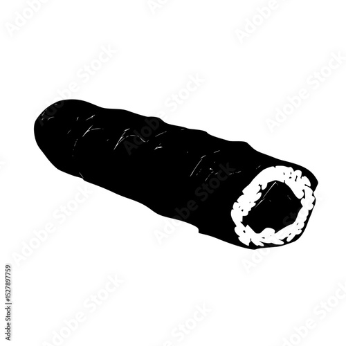 sushi and roll icon in black style on a white background illustration black, icon, illustration, picture, roll, style, sushi , Generative art.