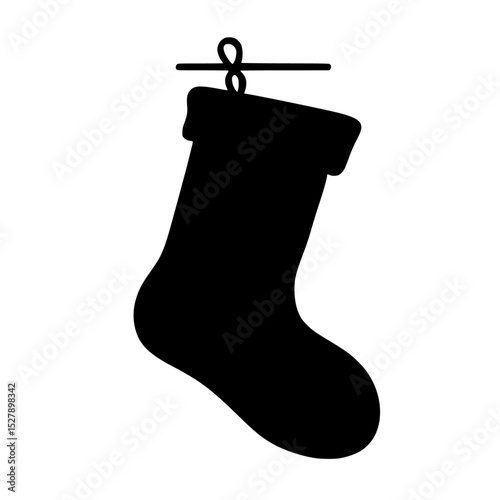 a black silhouette of a sock hanging on a rope black, hang, hang on, hanger, icon, rope, silhouette, sock , Generative art.