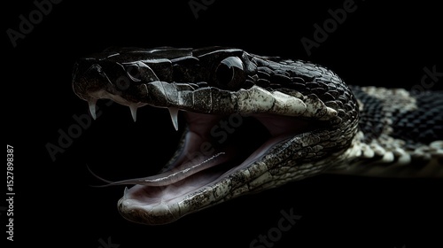Close-up of a snake's head, mouth agape