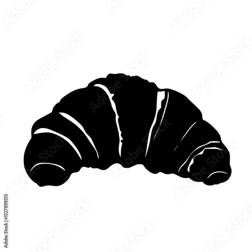 a black silhouette of a croissant on a white background black, croissant, icon, logo, silhouette, style , Generative art.