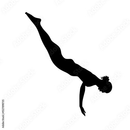 a black silhouette of a man doing a split on a white background black, man, silhouette, woman , Generative art.