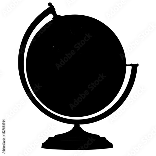 a black silhouette of a globe on a white background black, globe, icon, silhouette , Generative art.