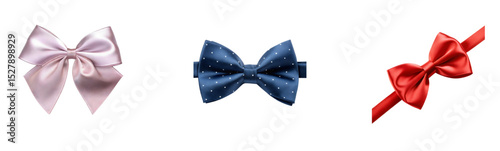 Stylish Gift Bows: A Trio of Pink, Blue, and Red Satin Ribbons

