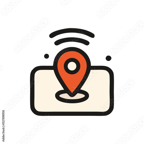 Location icon with wifi signals.