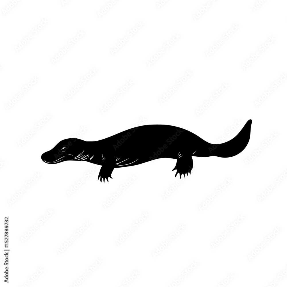 Obraz premium a black silhouette of an alligator coming out of the water alligator, black, crocodile, silhouette, water
