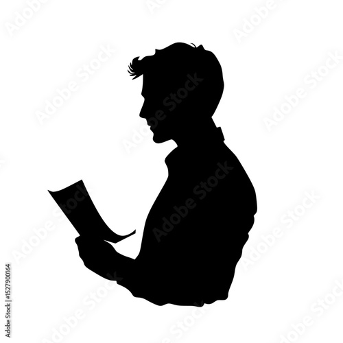 a silhouette of a man reading a book black, book, man, read, silhouette