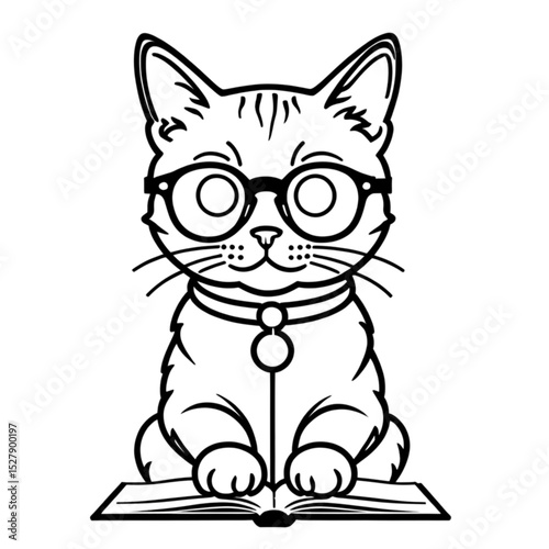 読書中の猫｜Cat Reading a Book