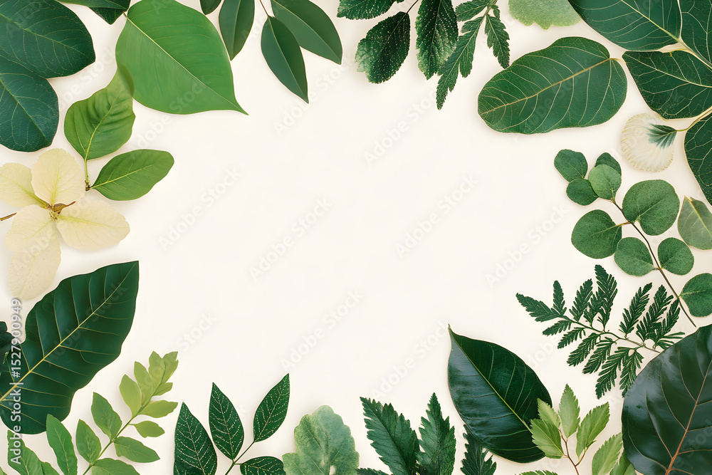 Naklejka premium green leaves frame