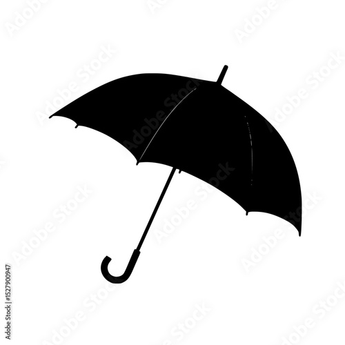a black silhouette of an umbrella on a white background black, icon, open, silhouette, umbrella , Generative art.