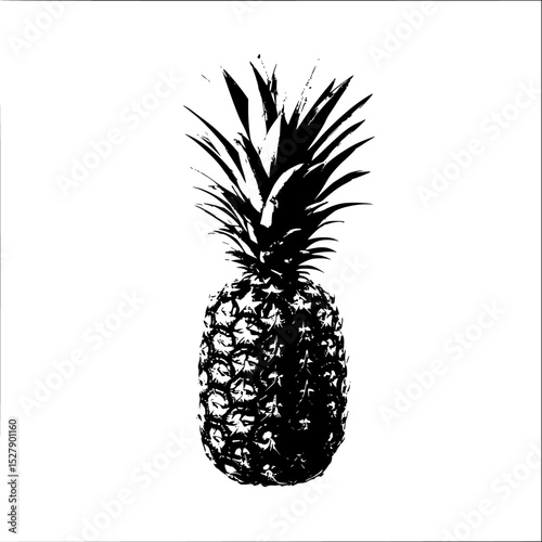 a black and white picture of a pineapple black, picture, pineapple, silhouette , Generative art.