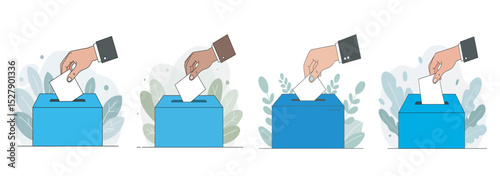 Collections of Hand Placing Ballot in Voting Box
