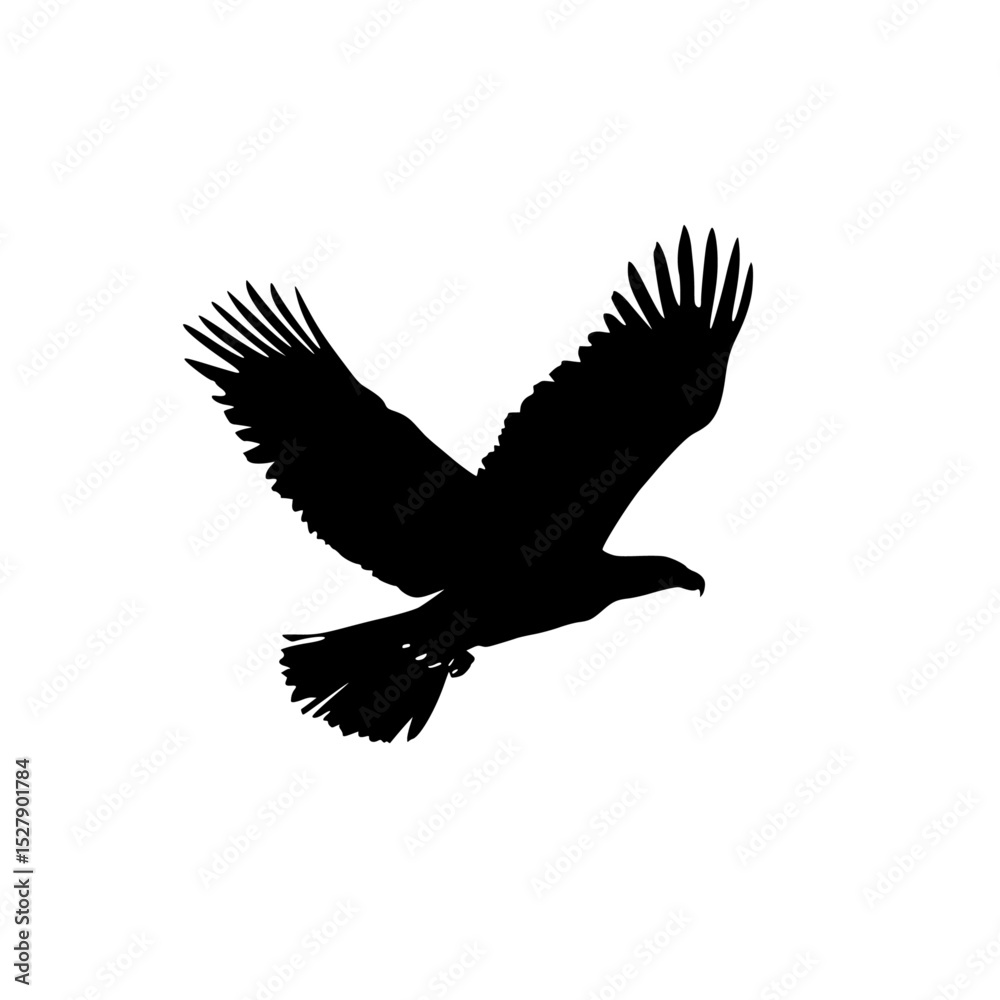 a black silhouette of a bird in flight on a white background bird, black, crow, flight, fly, silhouette, wing , Generative art.