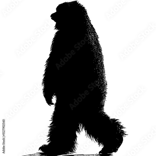 a black and white illustration of a bear standing on its hind legs bear, black, illustration, leg, silhouette, stand , Generative art.
