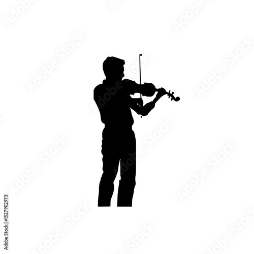 a black silhouette of a man playing the violin black, instrument, man, play, silhouette, stand, violin, violinist , Generative art.