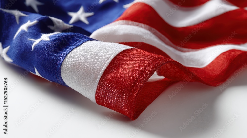 Fototapeta premium American flag folded neatly on white background for Memorial Day
