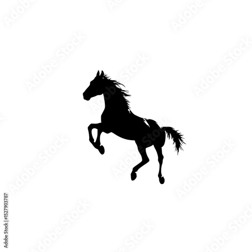 a black silhouette of a galloping horse on a white background black, horse, leg, silhouette , Generative art.