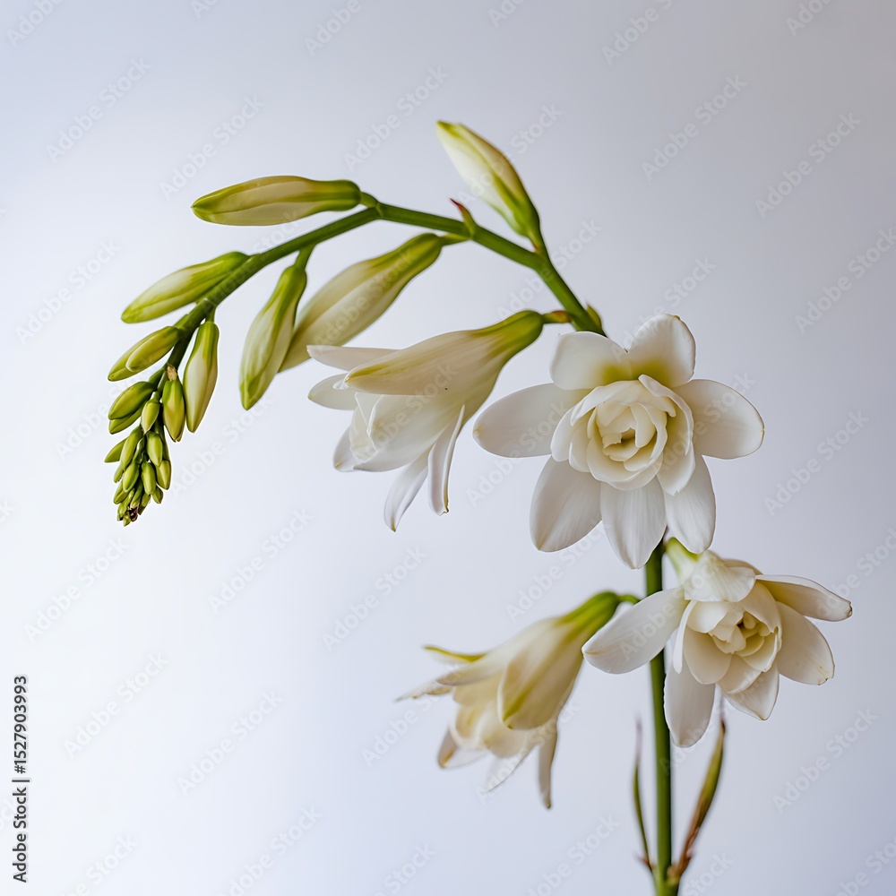 Fototapeta premium Elegant white tuberose blooms against a soft background