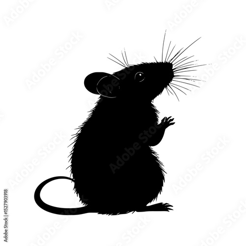 the black silhouette of a rat or mouse wearing sunglasses black, glass, mouse, rat, silhouette, sit, sunglass, wear , Generative art.