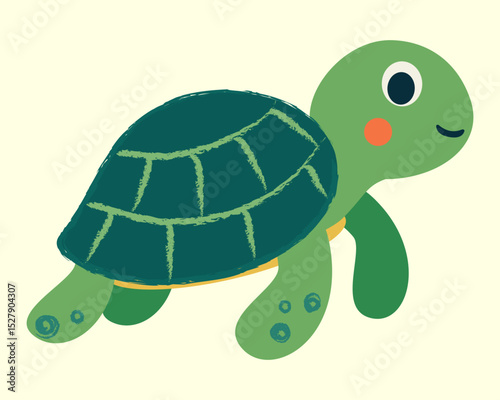 Cute turtle. Vector illustration of a sea turtle. Sea animal. Children's illustration. Underwater life