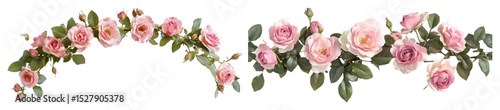 PNG Elegant pink floral garland, element set on transparent background