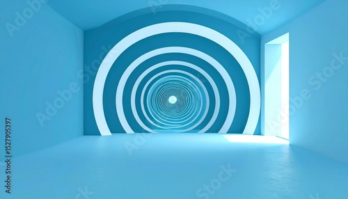 Abstract Blue Concentric Circles Room