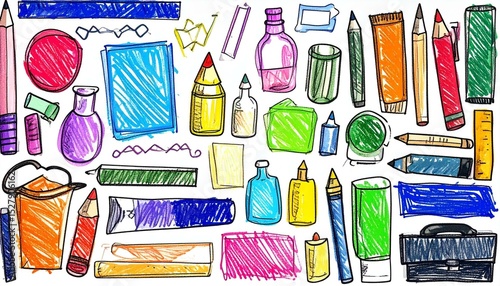 Colorful Crayon Art School Supplies