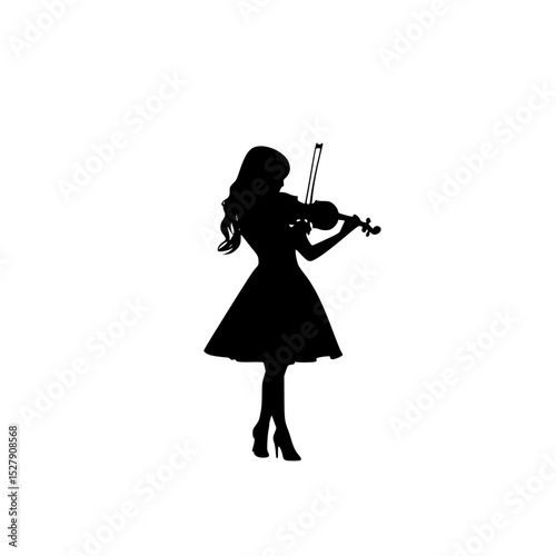 a black silhouette of a girl playing the violin black, girl, play, silhouette, violin, woman