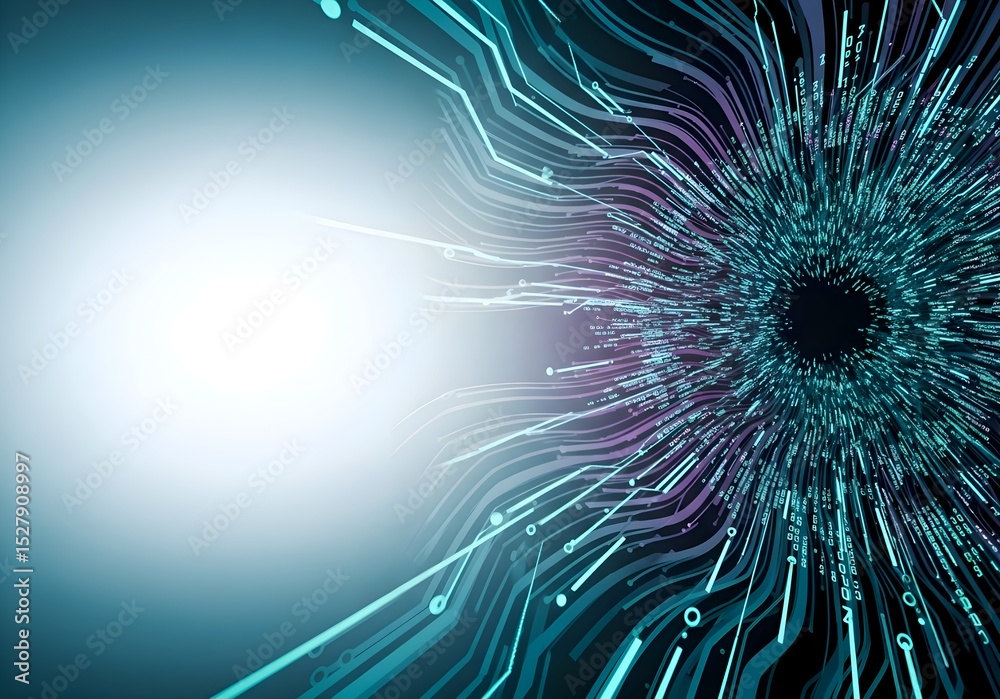 Obraz premium Abstract artificial intelligence finance concept with algorithmic tunnel and real-time data flow visualization