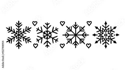 Snowflake Line Icon – Minimal Vector Symbol of Winter and Cold Weather

