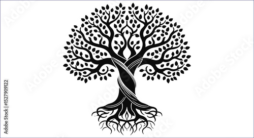 Black Tree Of Life Vector Illustration Symbol On White Background