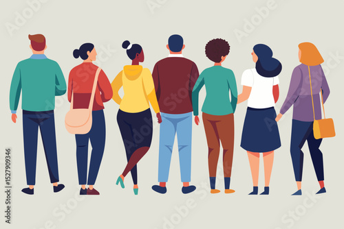 Collection of Back View Walking People – Concept of Movement and Everyday Journey

