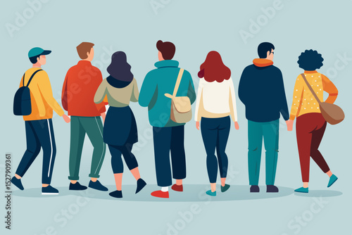 Collection of Back View Walking People – Concept of Movement and Everyday Journey

