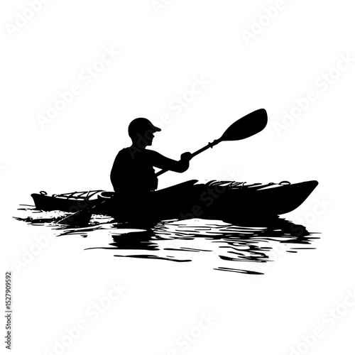 black silhouette of a man in a boat or kayak on the water black, boat, canoe, kayak, man, person, river, silhouette, water 