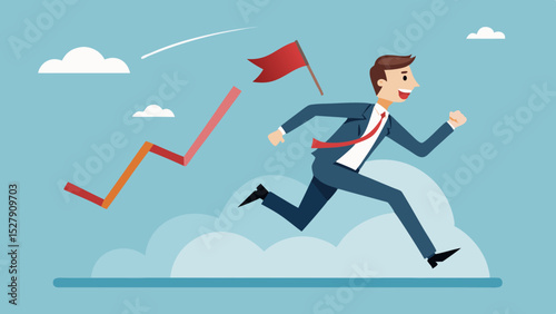 Progress to Reach Goal – Motivational Illustration of Accomplishment and Growth

