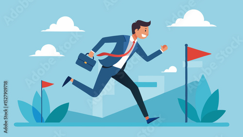 Progress to Reach Goal – Motivational Illustration of Accomplishment and Growth

