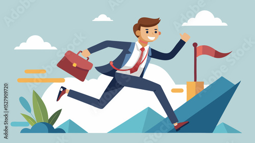 Progress to Reach Goal – Motivational Illustration of Accomplishment and Growth

