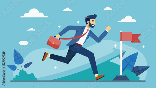 Progress to Reach Goal – Motivational Illustration of Accomplishment and Growth

