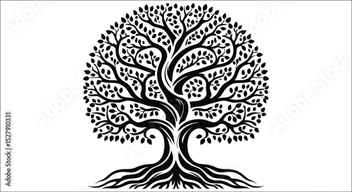 Ornamental Tree Of Life Silhouette Vector Illustration Graphic Design Element
