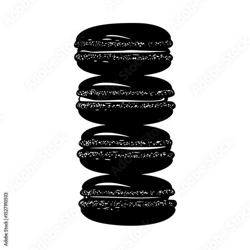 a black and white burger or donut on a white background black, burger, donut, doughnut, hamburger, stack