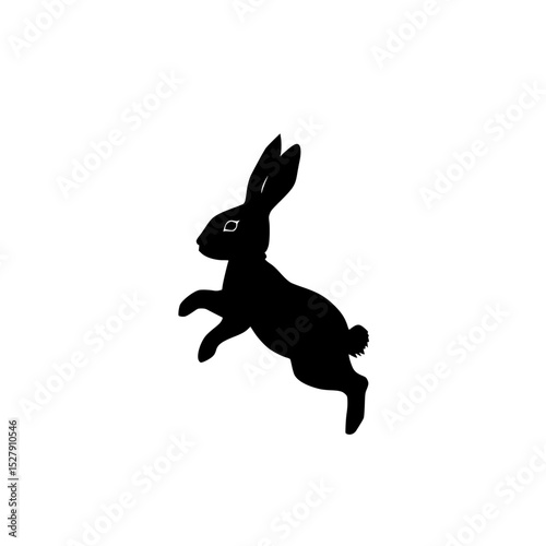 a black silhouette of a rabbit on a white background black, fly, rabbit, silhouette