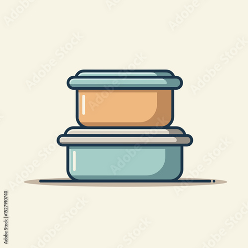 Two stacked food storage containers in minimalist style  