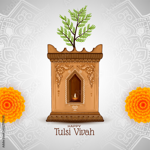 Happy Tulsi Vivah traditional Indian festival background