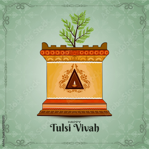 Happy Tulsi Vivah festival celebration greeting card design