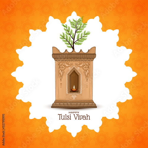 Happy Tulsi Vivah festival celebration greeting card design